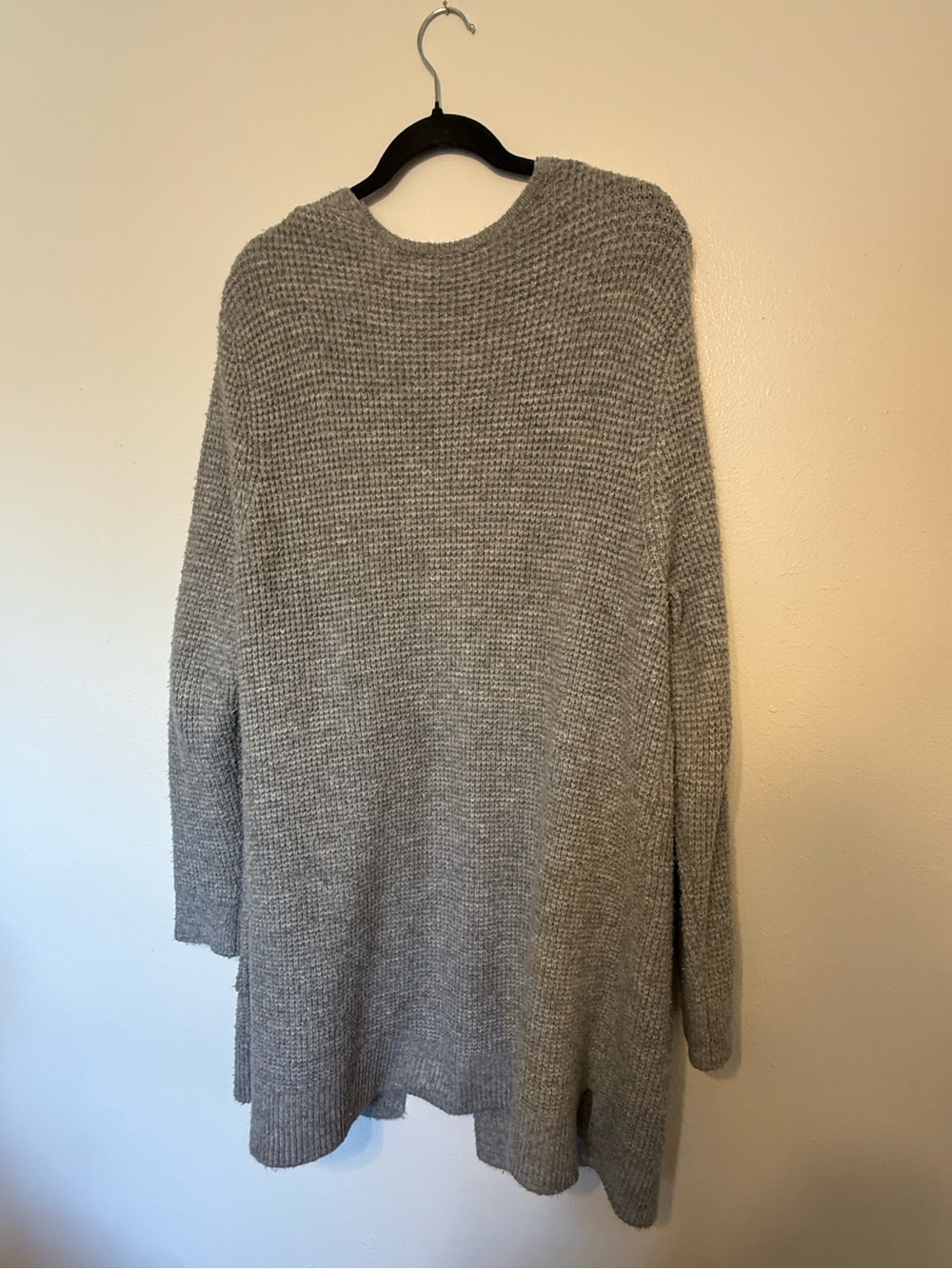 Cozy Open-Front Gray Women’s Cardigan Sweater - Picture 3 of 4